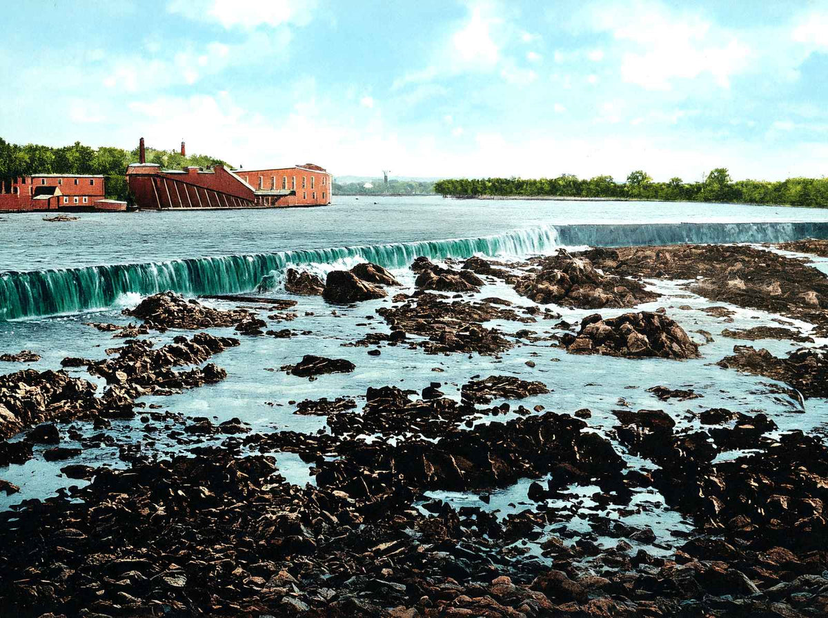 Pawtucket Falls - Merrimac River, Lowell, MA in 1907 Vintage Print (7 Sizes)
