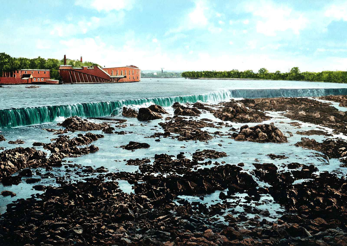 Pawtucket Falls - Merrimac River, Lowell, MA in 1907 Vintage Print (7 Sizes)
