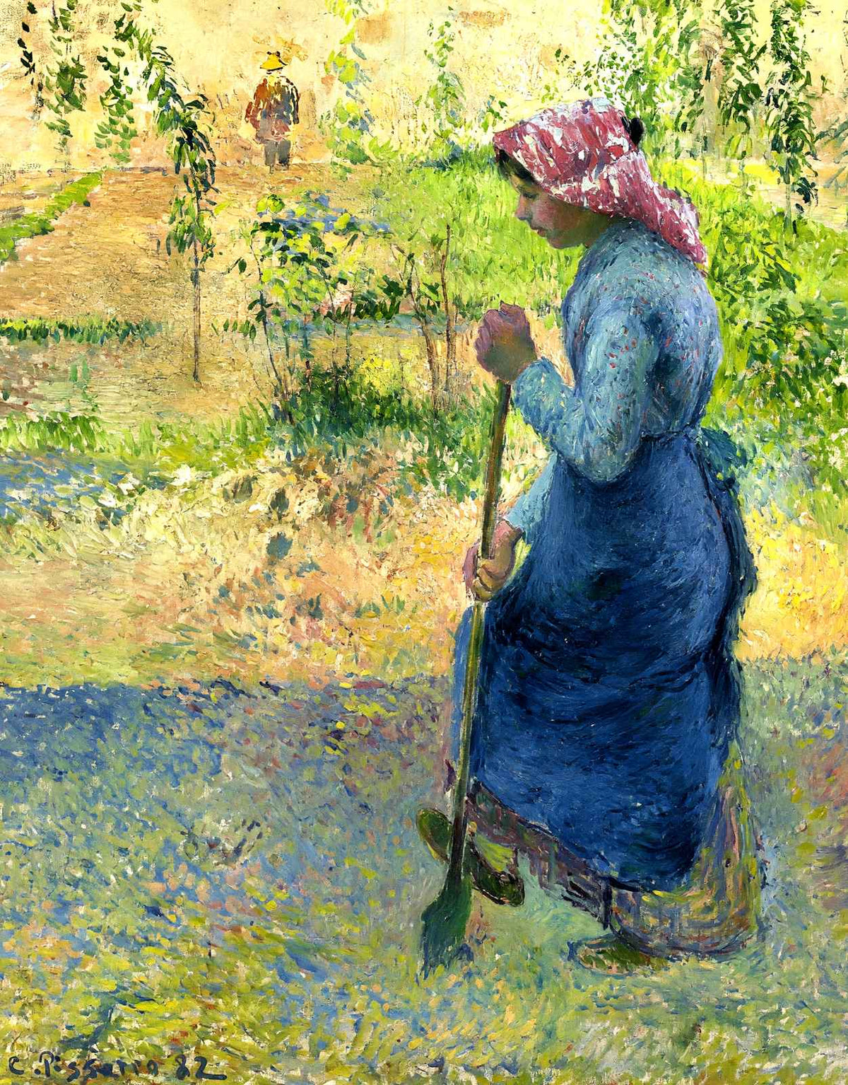 Paysanne Couchant Art Print 1882 Painting by Camille Pissarro (6 Sizes)
