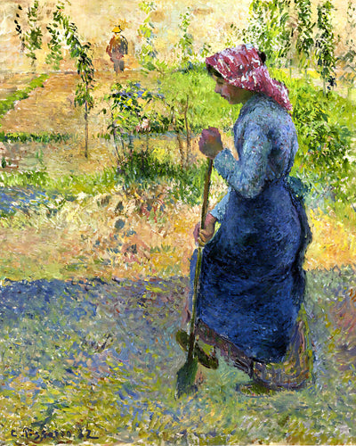 Paysanne Couchant Painting by Camille Pissarro 8x10" Art Print - Premium Quality