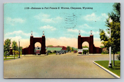 Entrance to Fort Francis E. Warren, Cheyenne, Wyoming Vintage Postcard