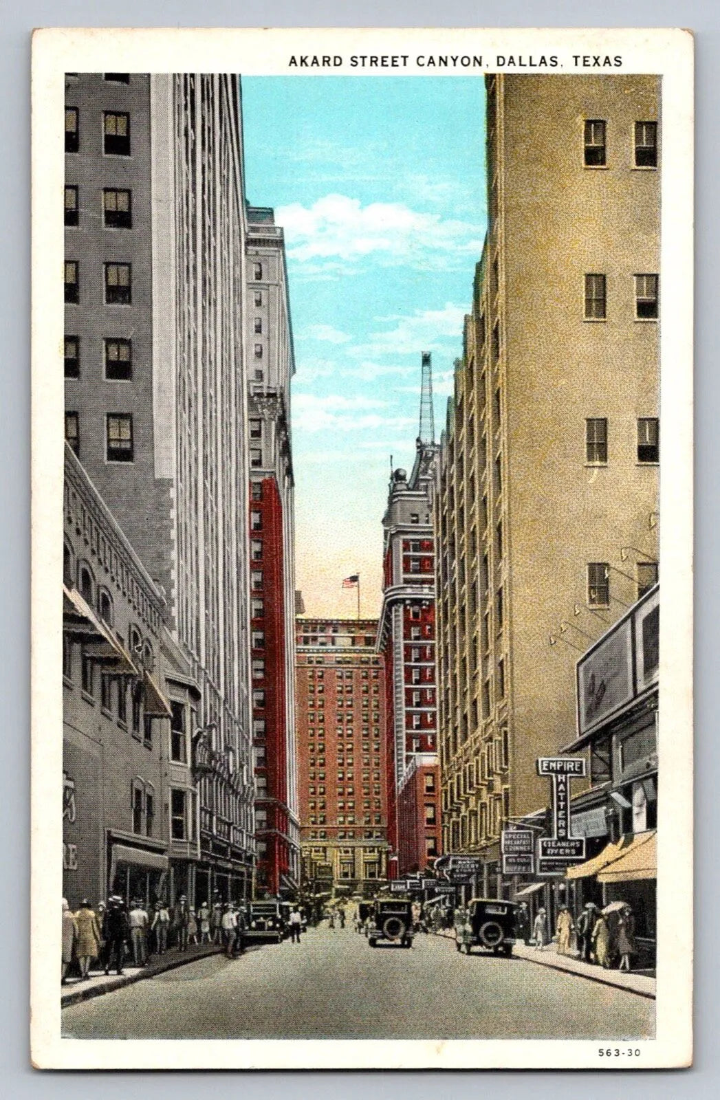 Akard Street Canyon, Dallas, Texas Vintage Postcard