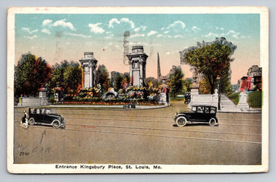 Entrance Kingsbury, Place, St. Louis, MO (Missouri) Vintage Postcard