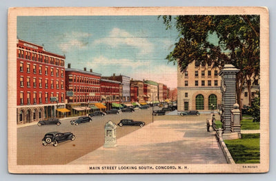 Main Street Looking South, Concord, NH (New Hampshire) Vintage Postcard