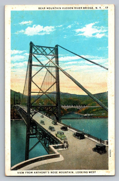 Bear Mountain Hudson River Bridge Ny, View from Anthony's Nose Mountain Postcard