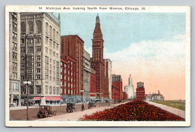 Michigan Ave. Looking North from Monroe, Chicago, Ill. (Illinois) Postcard