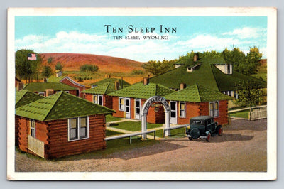 Ten Sleep Inn, Ten Sleep, Wyoming on Black and Yellow US Trail, U.S. 16 Postcard