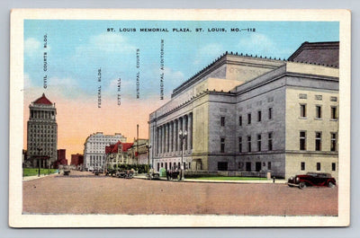 St. Louis Memorial Plaza, St. Louis, MO, City Hall, Courts (Missouri) Postcard