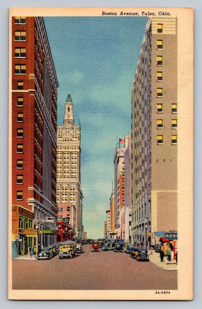 Boston Avenue, Tulsa, Oklahoma, Downtown Vintage Postcard (circa 1943)