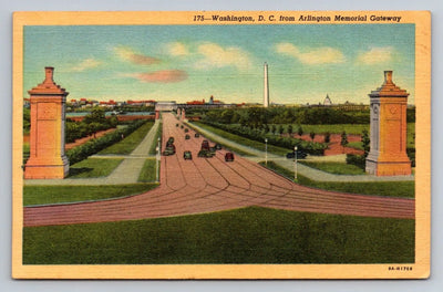 Washington DC from Arlington Memorial Gateway Vintage Postcard (circa 1950)