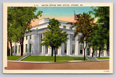 A.32 United States Post Office, Athens, GA (Georgia) Vintage Postcard