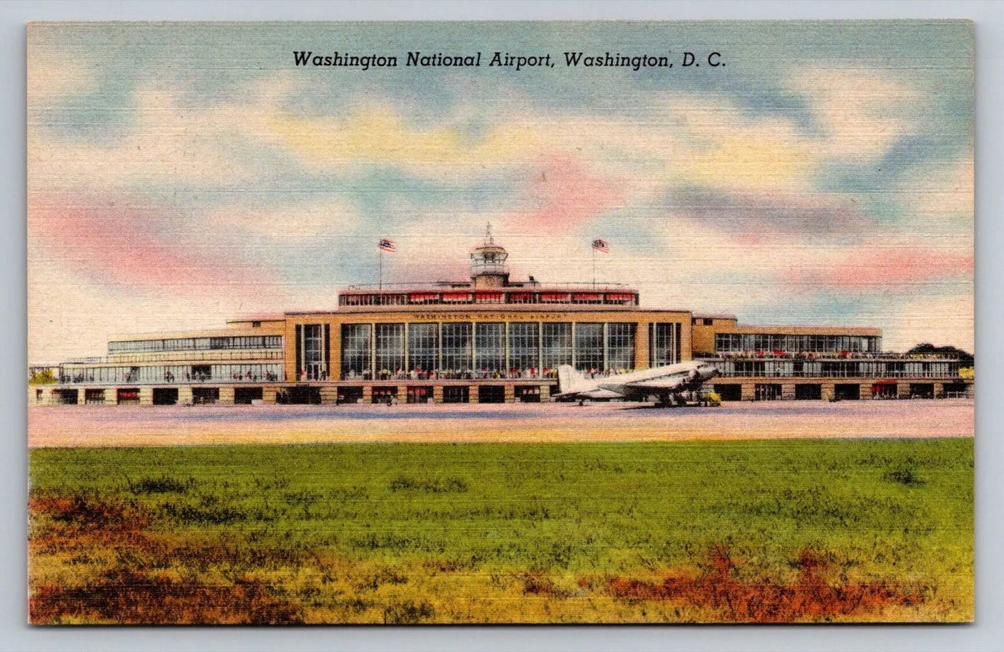 Washington National Airport, Washington DC - Jet Plane Vintage Postcard