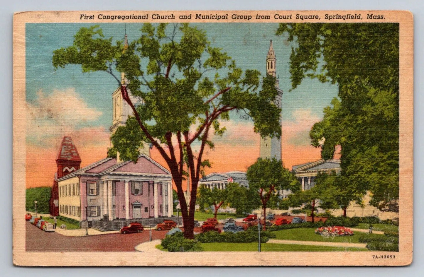 First Congregational Church, Court Square, Springfield, Mass. Vintage Postcard