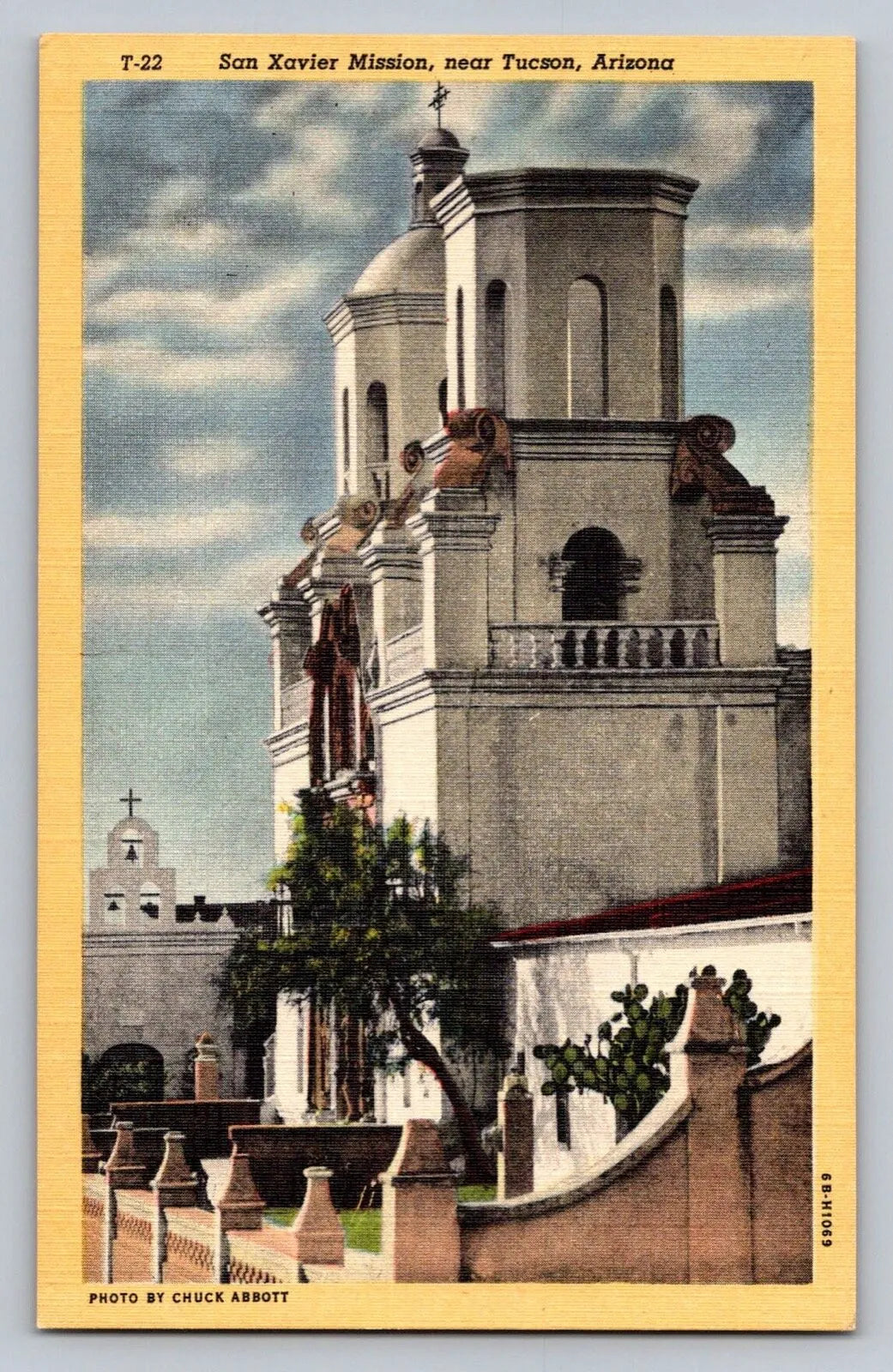 San Xavier Mission, Near Tucson, Arizona - Chuck Abbott Vintage Postcard