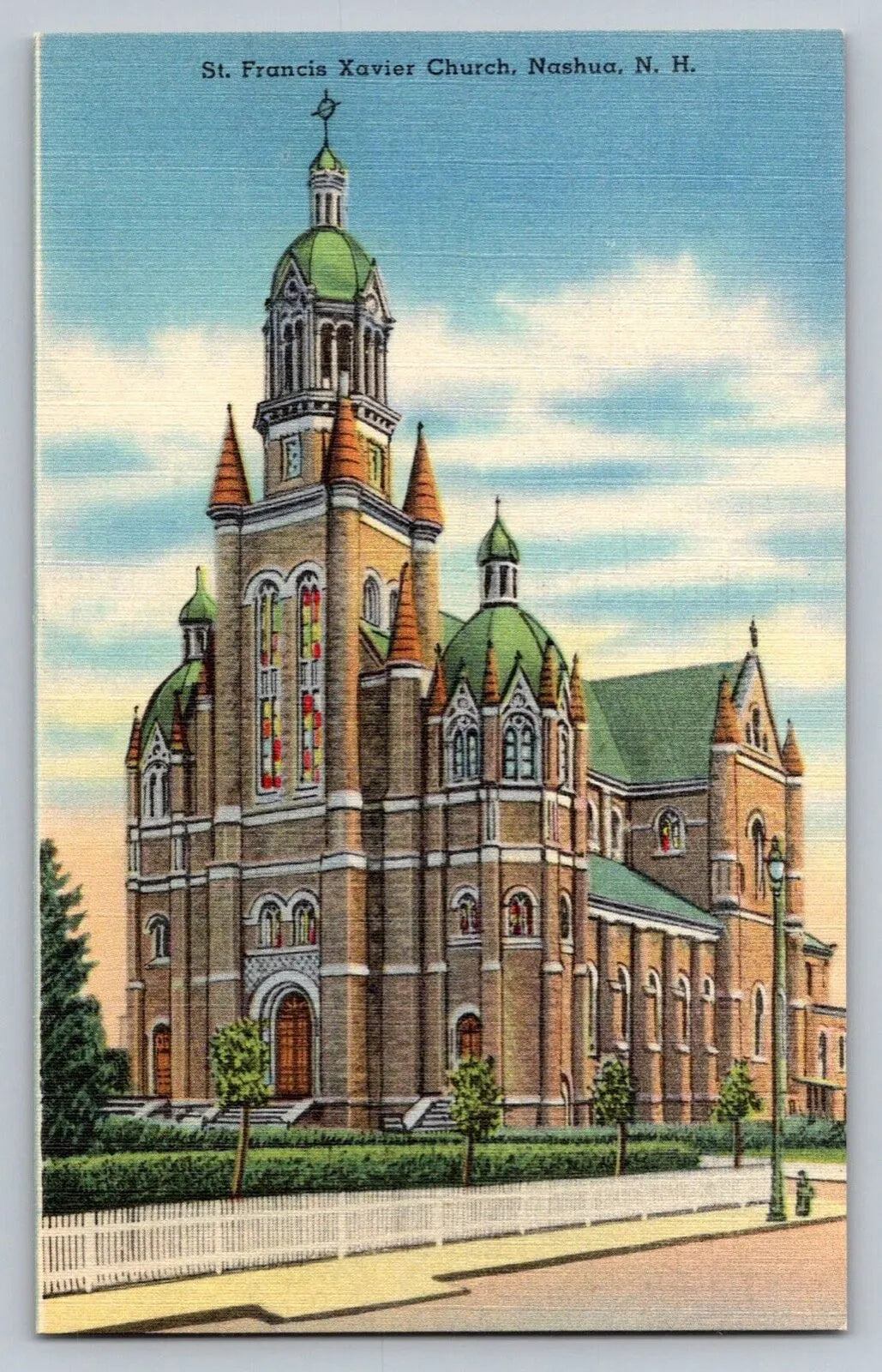 St. Francis Xavier Church, Nashua, NH (New Hampshire) Vintage Postcard - Great!