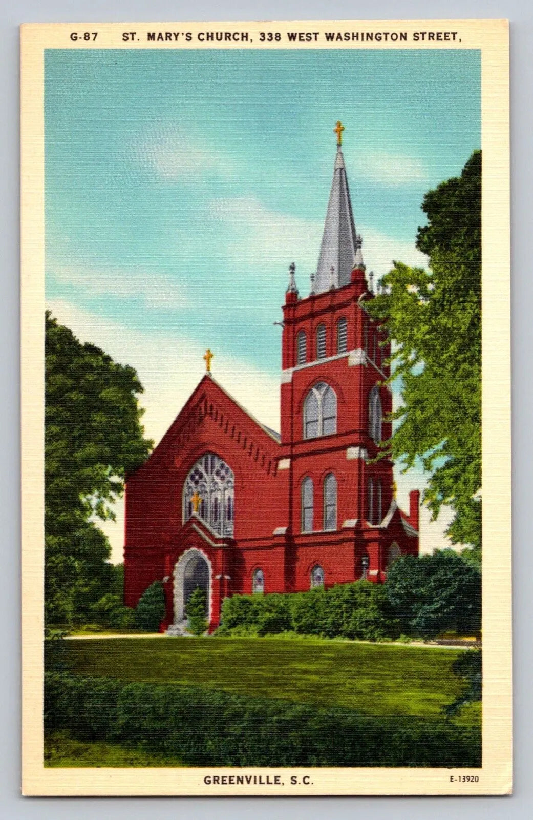 St. Mary's Church, 338 West Washington Street, Greenville, SC Vintage Postcard