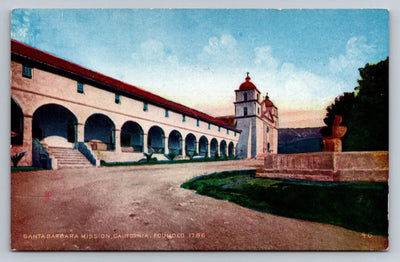 Santa Barbara Mission, California, Founded 1786 Vintage Postcard