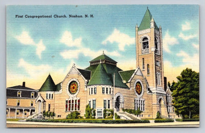 First Congregational Church, Nashua, NH (New Hampshire) Vintage Postcard