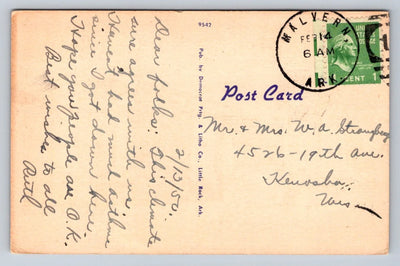 Post Office and Partial View of Methodist Church, Malvern, Arkansas Postcard