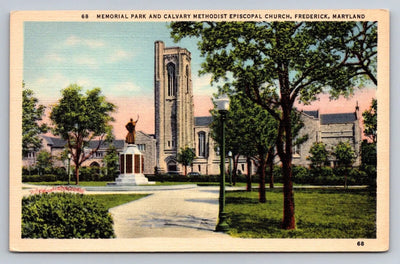 Memorial Park, Calvary Methodist Episcopal Church, Frederick, Maryland Postcard