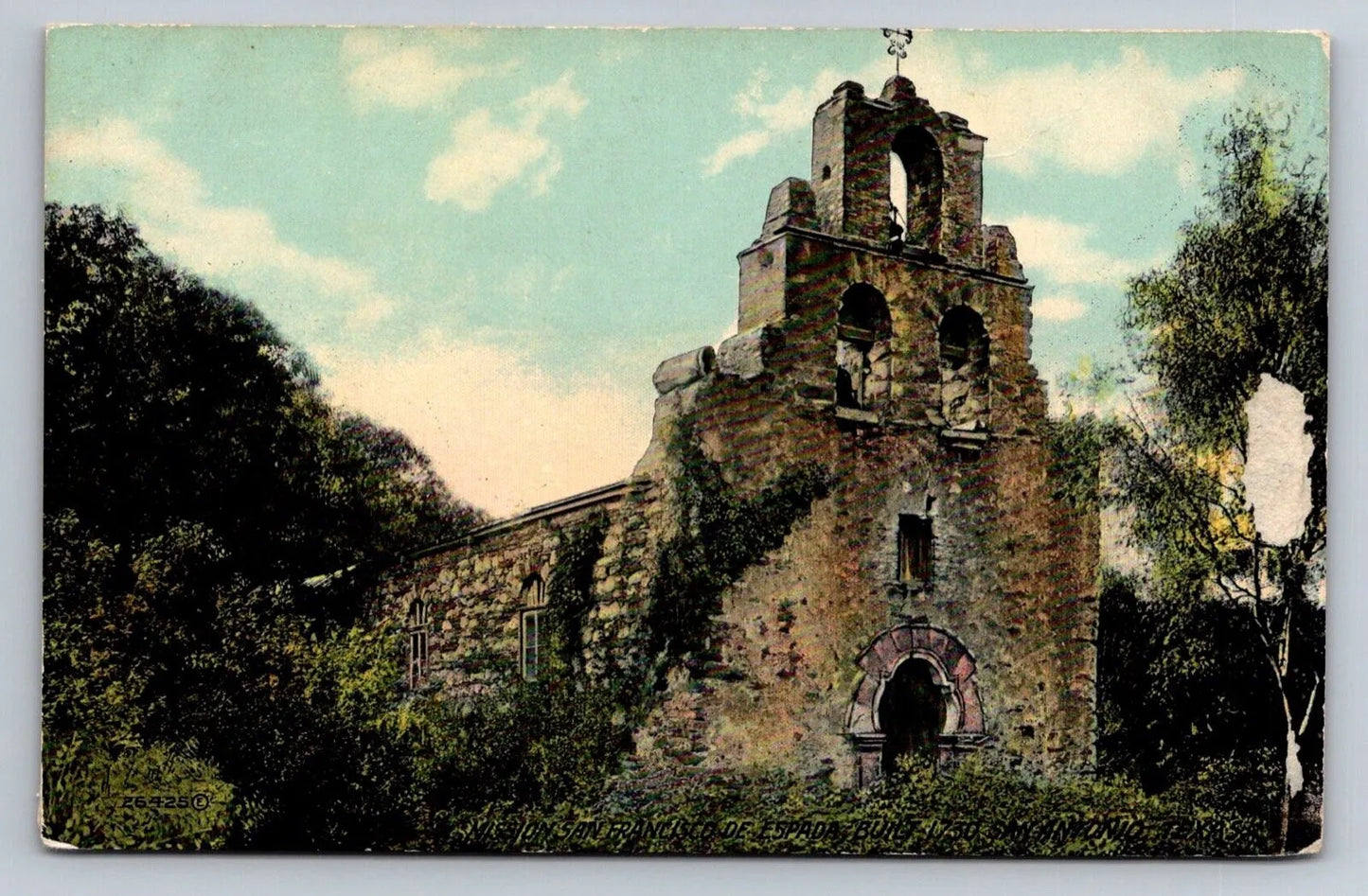 Mission San Francisco de Espada, Built 1730, San Antonio, Texas Vintage Postcard