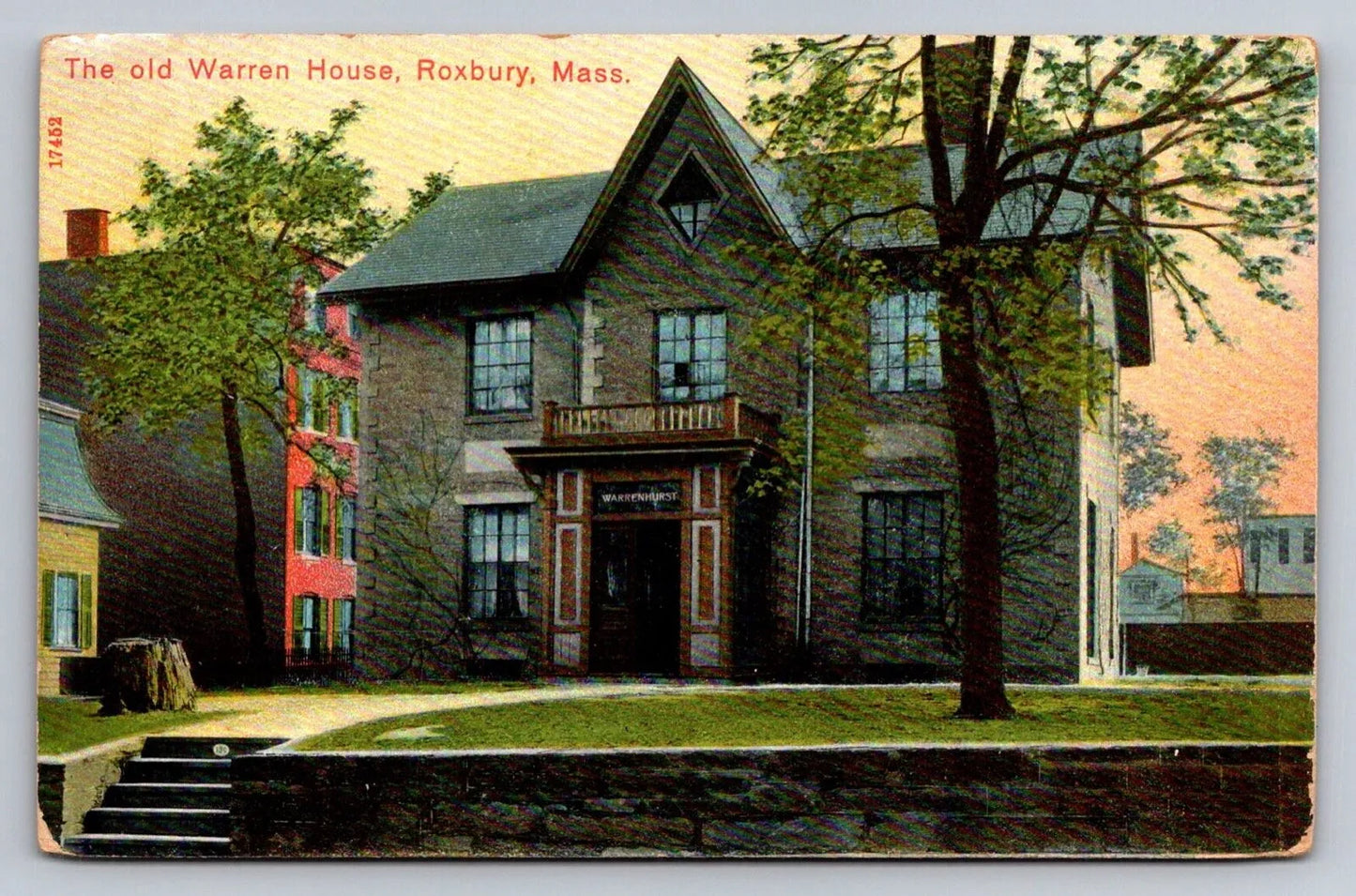 The Old Warren House, Roxbury, MA (Massachusetts) Vintage Postcard