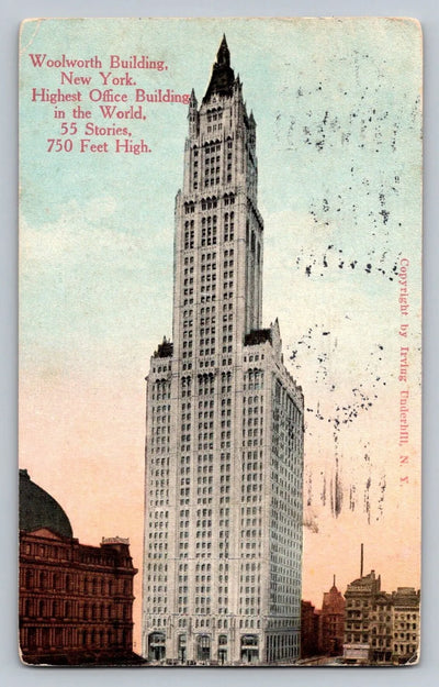 Woolworth Building, New York, Highest Office Building in World Vintage Postcard