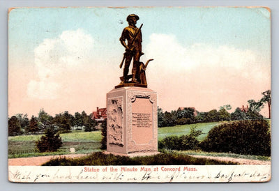 Statue of the Minute Man at Concord Mass. (Massachusetts) Vintage Postcard