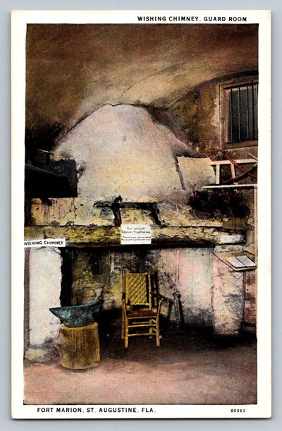 Wishing Chimney, Guard Room, Fort Marion, St. Augustine, Florida Postcard