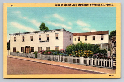 Home of Robert Louis Stevenson, Monterey, California Vintage Curt Teich Postcard