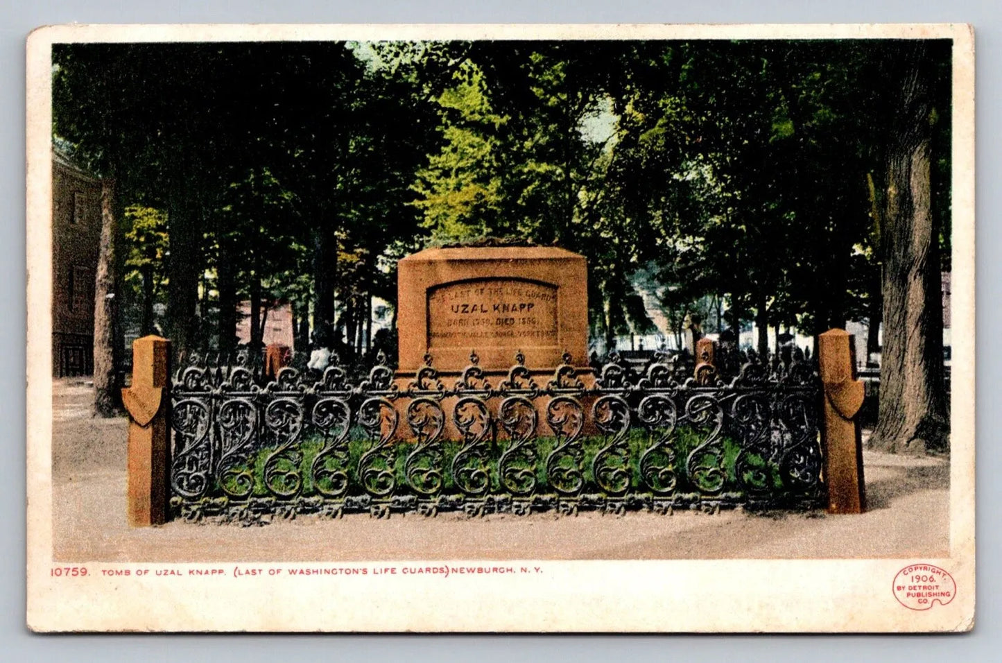 Tomb of Uzal Knapp, Last of Washington's Life Guards, Newburgh, NY Postcard