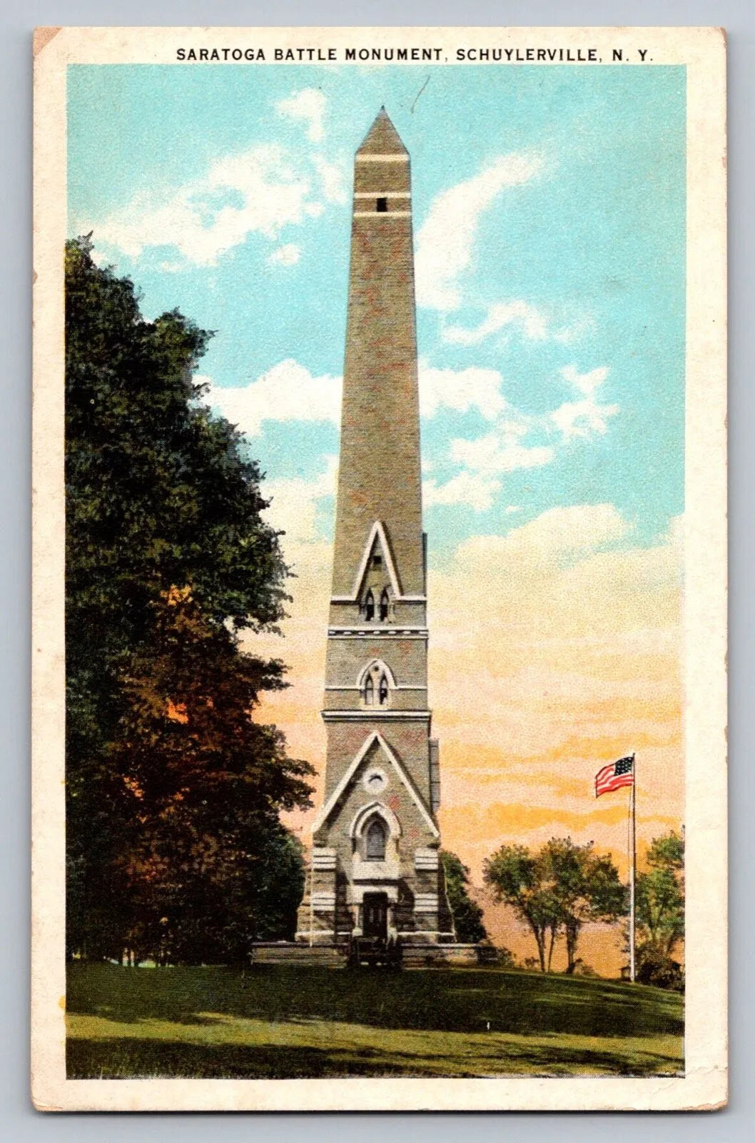 Saratoga Battle Monument. Schuylerville, NY (New York) Vintage Postcard