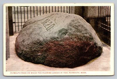 Plymouth Rock on Which the Pilgrims Landed in 1620, Plymouth, Mass. Postcard