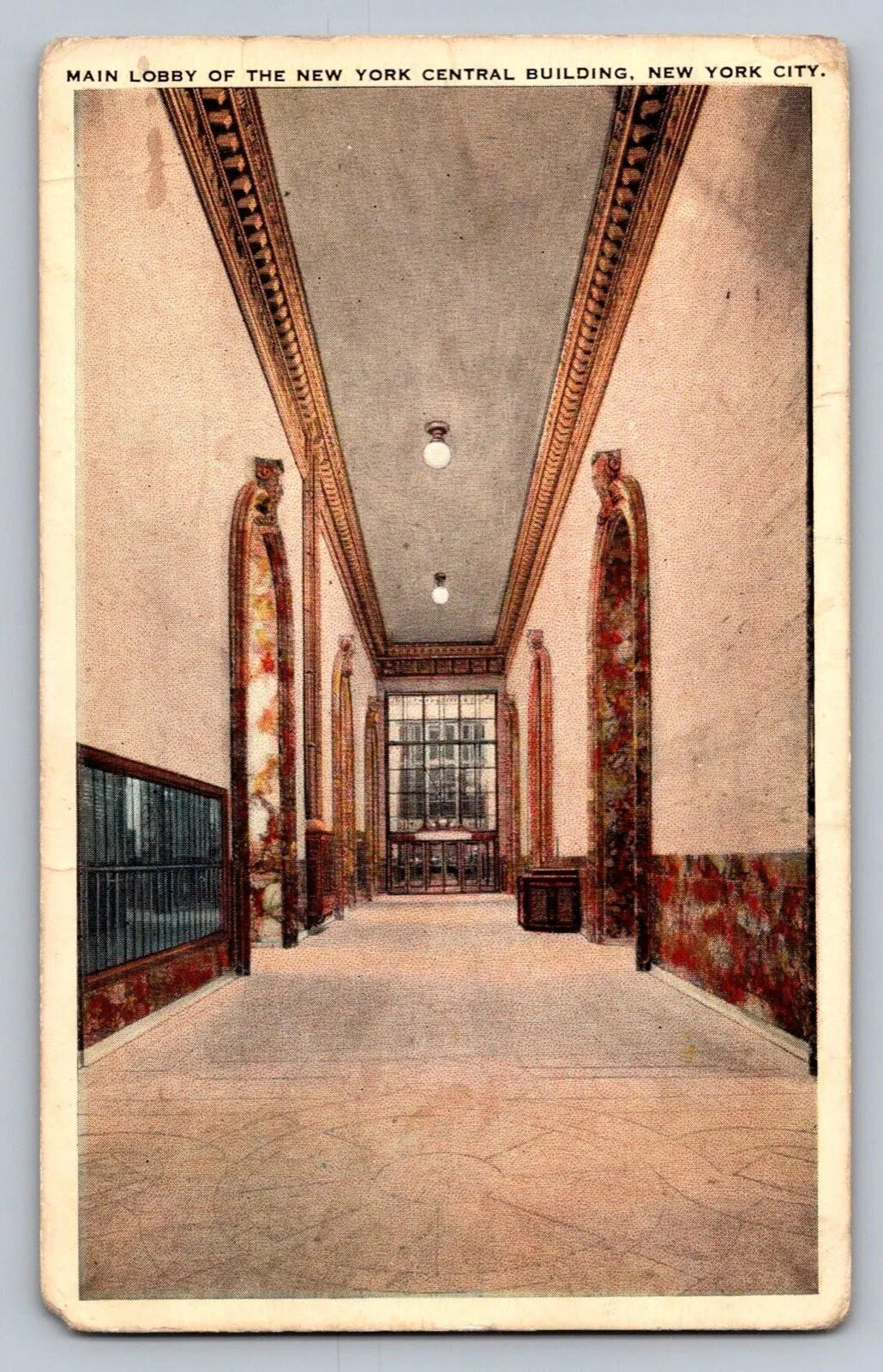 Main Lobby of the New York Central Building, New York City Vintage Postcard