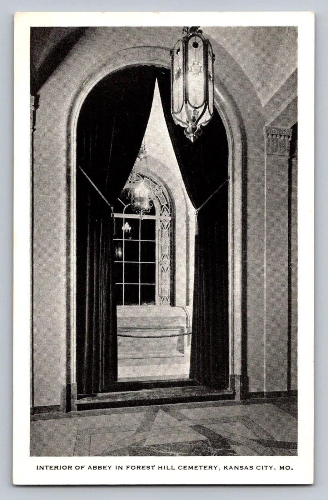 Interior of Abbey in Forest Hill Cemetery, Kansas City, MO Vintage Postcard