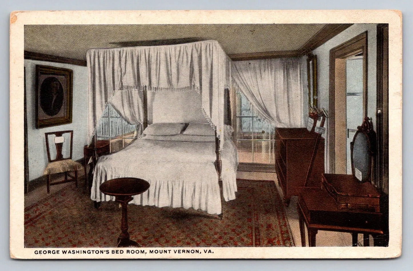 George Washington's Bed Room, Mount Vernon, VA (Virginia) Vintage Postcard