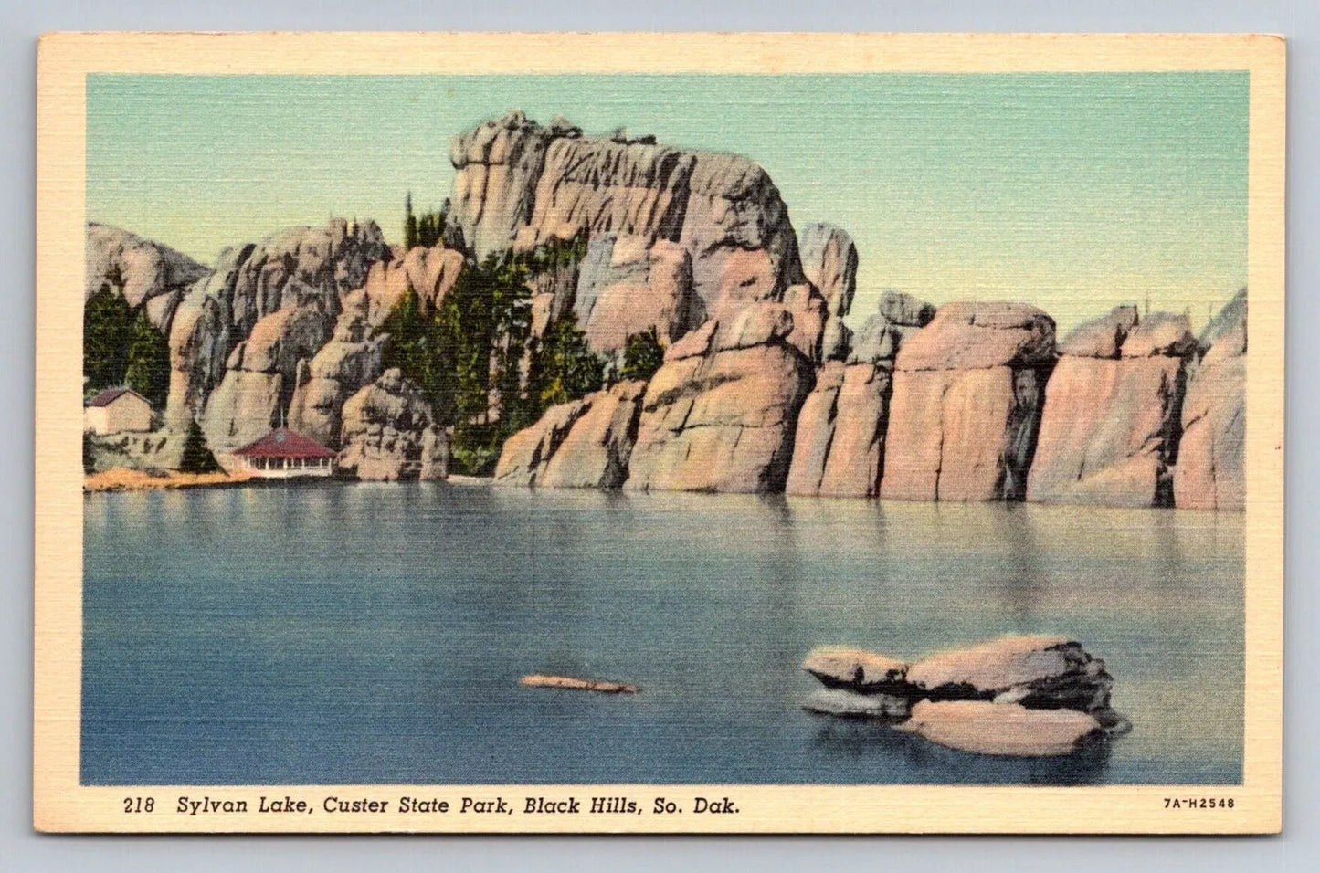 Sylvan Lake, Custer State Park, Black Hills, So. Dak. (South Dakota) Postcard