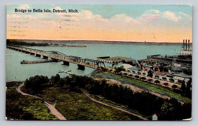 Bridge to Belle Isle, Detroit, Mich. (Michigan) Vintage Postcard