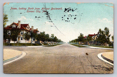 Paseo, Looking North from Armour Boulevard, Kansas City, MO Vintage Postcard