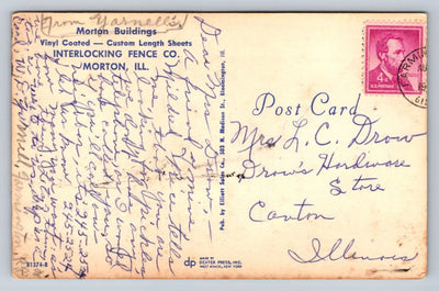 Morton Buildings Interlocking Fence Co. Morton, Illinois Vintage Postcard