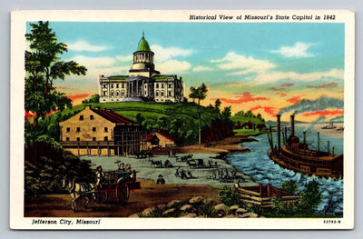 Historical View of Missouri's State Capitol in 1842, Jetterson City MO Postcard