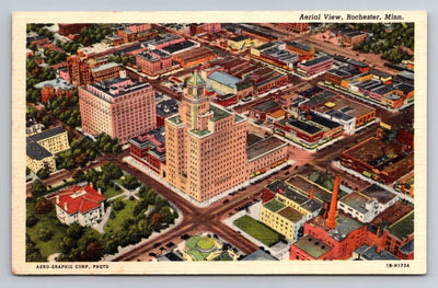 Aerial View, Rochester, Minnesota Vintage Postcard AWESOME