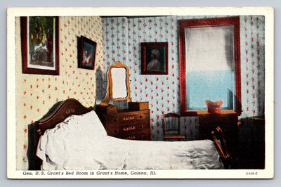 Gen. Ulysses S. Grant's Bed Room in Grant's Home, Galena, IL Illinois Postcard