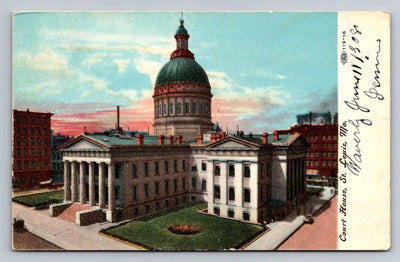 Court House, St. Louis, Missouri with 1c Benjamin Franklin Stamp Postcard