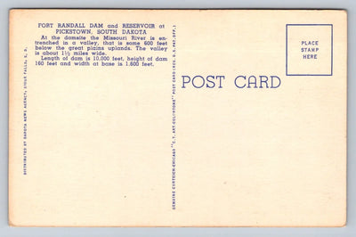 Fort Randall Dam, Pickstown, South Dakota, Proposed Recreational Area Postcard