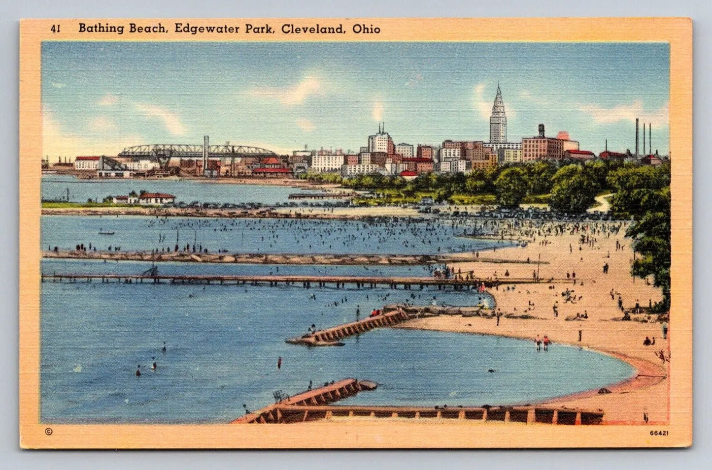 Bathing Beach, Edgewater Park, Cleveland, Ohio Vintage Postcard