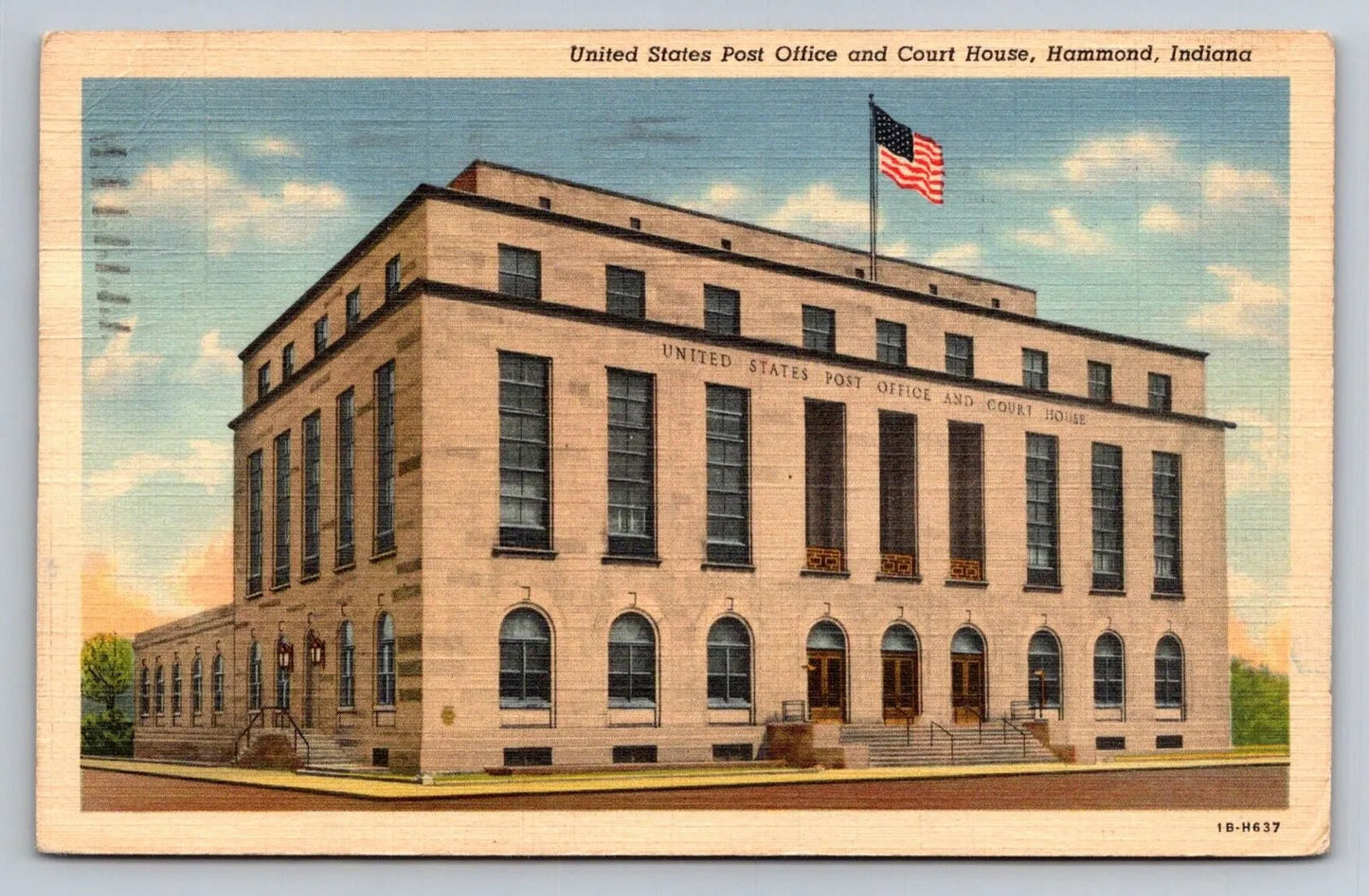 United States Post Office and Court House, Hammond, Indiana, 1b-h637 Postcard