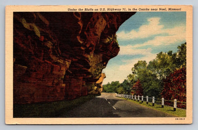 Under the Bluffs on US Highway 71, in the Ozarks Near Noel, Missouri Postcard