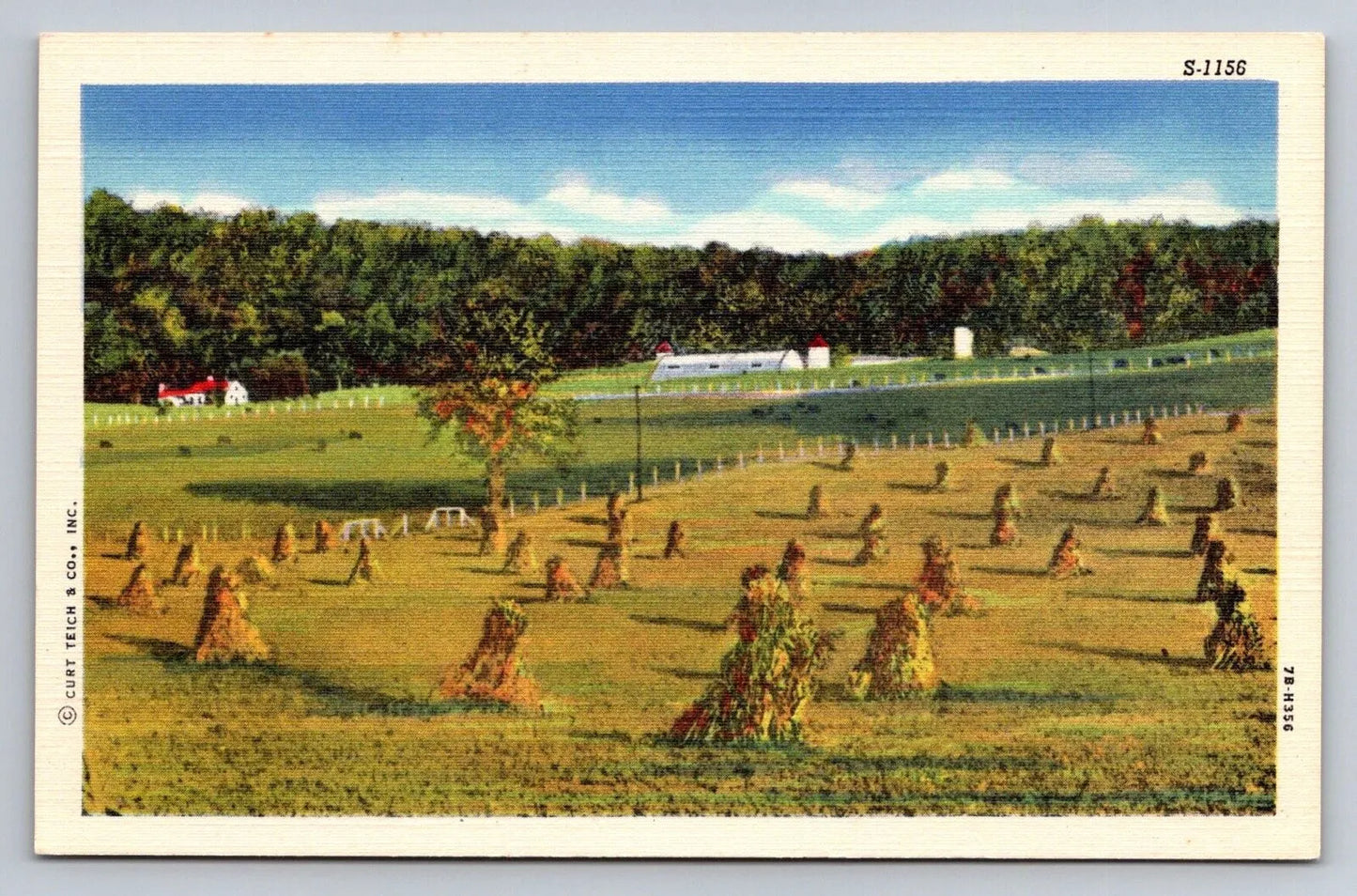 Curt Teich Farm Scene Vintage Postcard