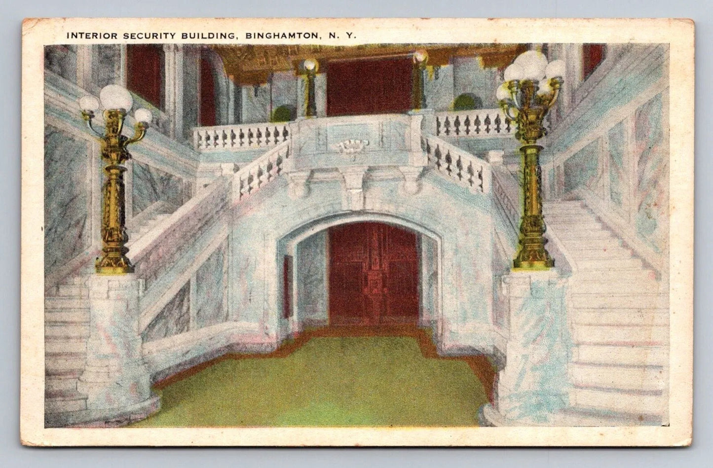 Interior Security Building, Binghamton, NY - New York Vintage Postcard